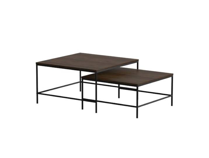 Vicco Couchtisch-Set Ramio , Eiche rustikal/Schwarz 80 x 80 cm 2 Teile, zur flexiblen Nutzung als Ablagefläche oder Beistelltische