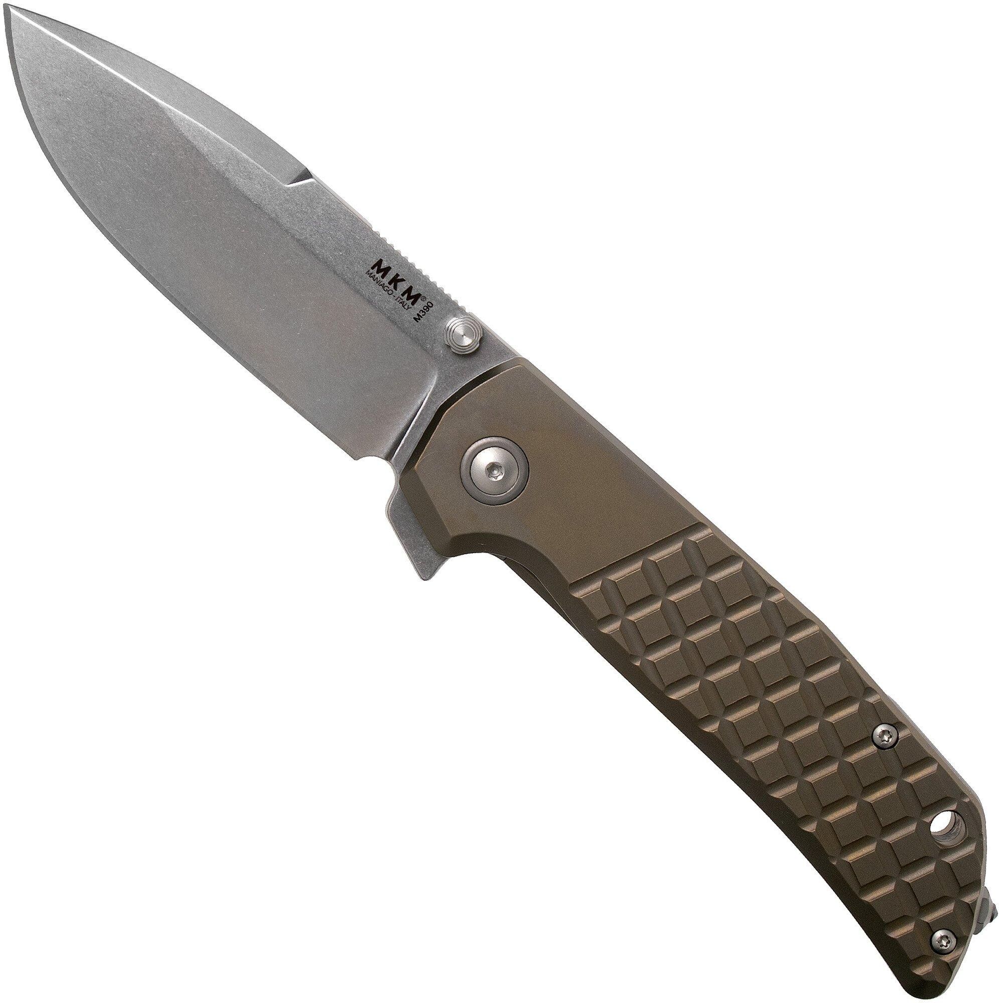MKM Knives MKM Maximo MM-TBR Bronze Anodized Titanium coltello da tasca, design di Bob Terzuola