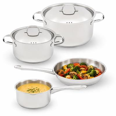 Topf-Set COSY & TRENDY "Cosy & Trendy Start2Cook Daily Kochgeschirr-Set", silber (silberfarben), Töpfe, Starter-Topfset mit Edelstahl, Bratpfanne und Messskala