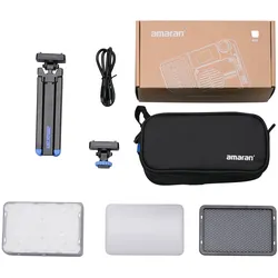Ace 25c Silver Kit RGBWW-LED Kameraleuchte+Grid+Mini-Stativ+Tasche