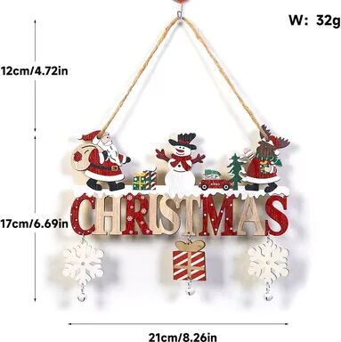 DynamicDeals Merry Christmas Decor, Xmas Tree Wall Ornament Natal Navidad, Christmas Hanging Pendant Wooden Crafts, Home Decorations g