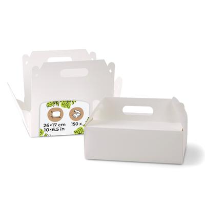 BIOZOYG 150 Stück Kuchenbox Transportbox Gebäckbox Kuchenschachtel aus Kraftkarton faltbar recycelbar mit Griff für Torten und Gebäck