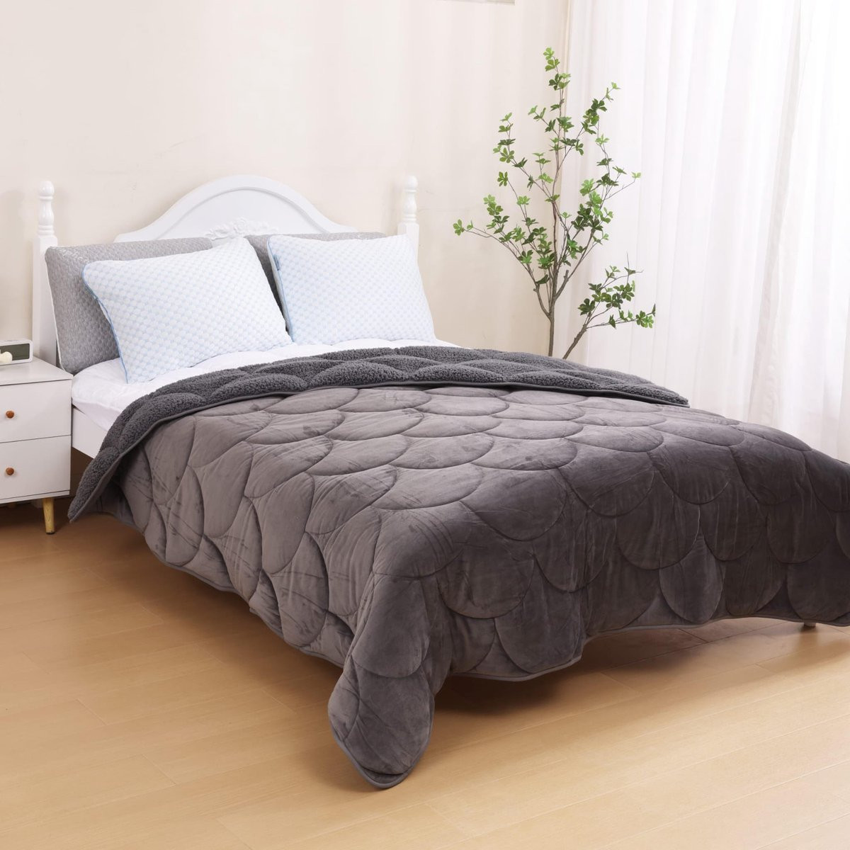 Beau Maison Velvet Sherpa Comfort Dekbed - Grijs - 140x200 cm