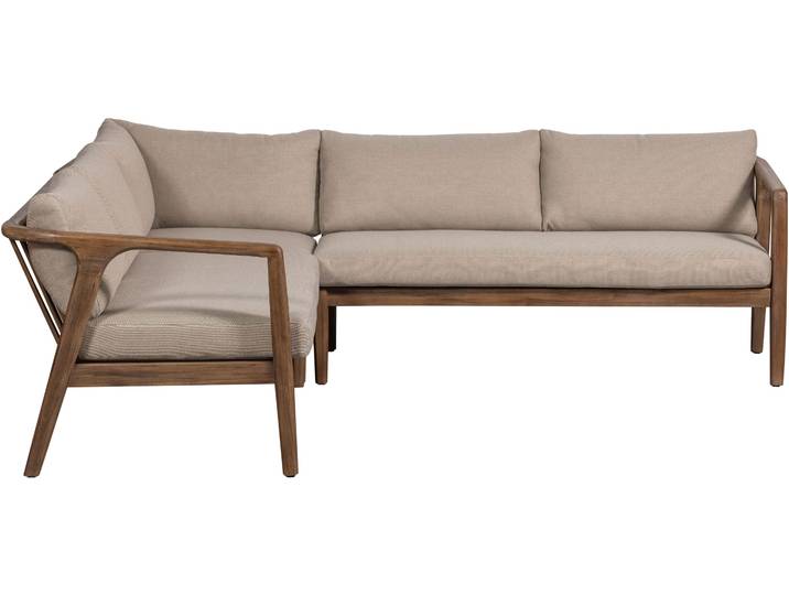 Ecksofa WOOOD Biam Akazienholz mit Kissen und Eckaufbau H 67 x B 227 x T 227 cm , beige (natur), B:227cm H:67cm T:227cm, Akazienholz und 100% Polyester, Sofas, Ecksofa, Tragkraft 500 kg, natürliche Holzöle für Wasserabweisung, pfleigleicht