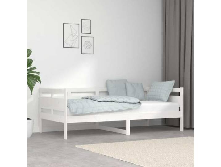Massives Kiefernholz Tagesbett Gästebett Schlafsofa Weiß 90x190 cm Tagesbett Weiß Massivholz Kiefer 90x190 cm Gästebett Sofa Schlafcouch mit Liegefläche für Schlafzimmer Wohnzimmer