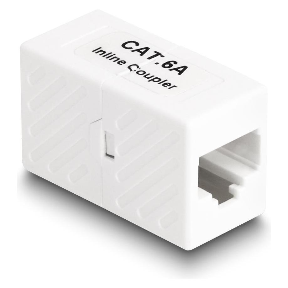 Delock Adapter RJ45 Buchse zu RJ45 Buchse Cat.6A UTP weiss (Netzwerk Kupplung) (88134)