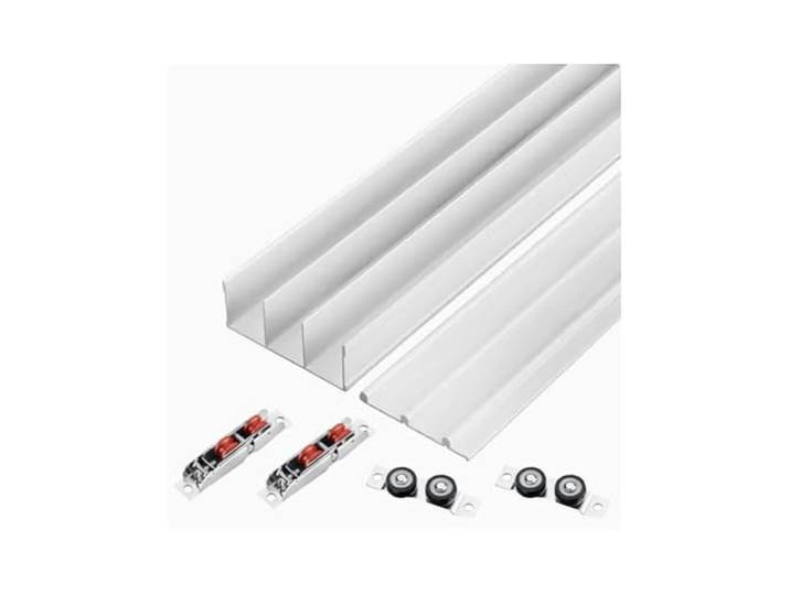 Schiebetürschienensatz aus Aluminiumlegierung Mehrfarbig, verschiedene Größen, for Kleiderschrank- und Schrankschiebetüren:(Milk,190cm/6.2ft)