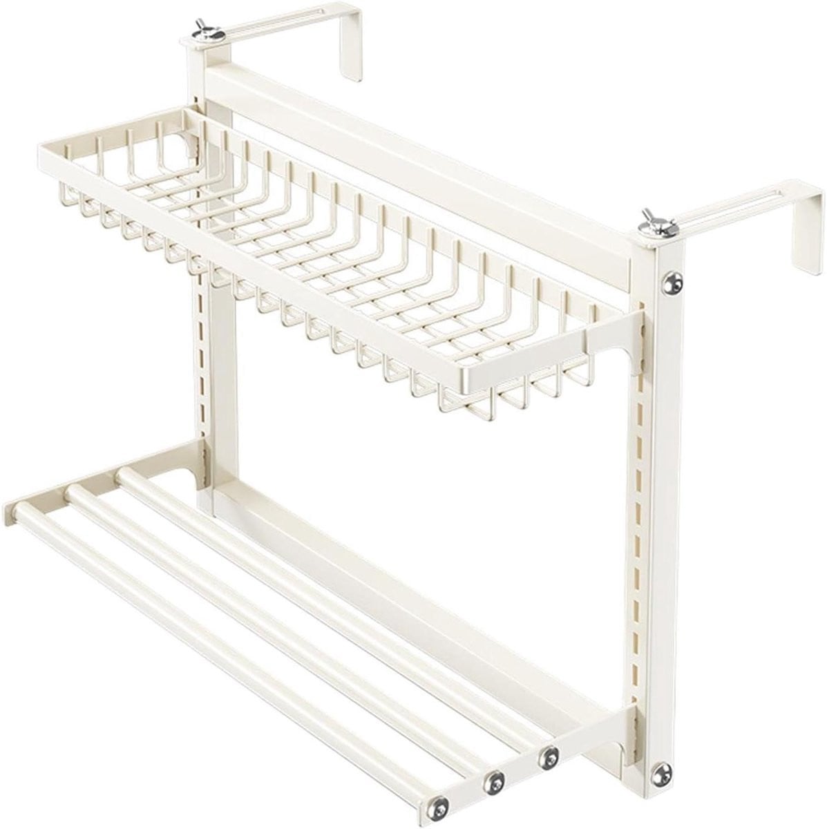 Dubbellaags radiator droogrek voor kleding in mat zwart, Breedte: 60 cm