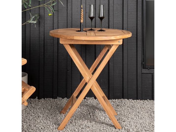 Balkontisch Kenya Rund Teak Ø 70cm Beige/Beige