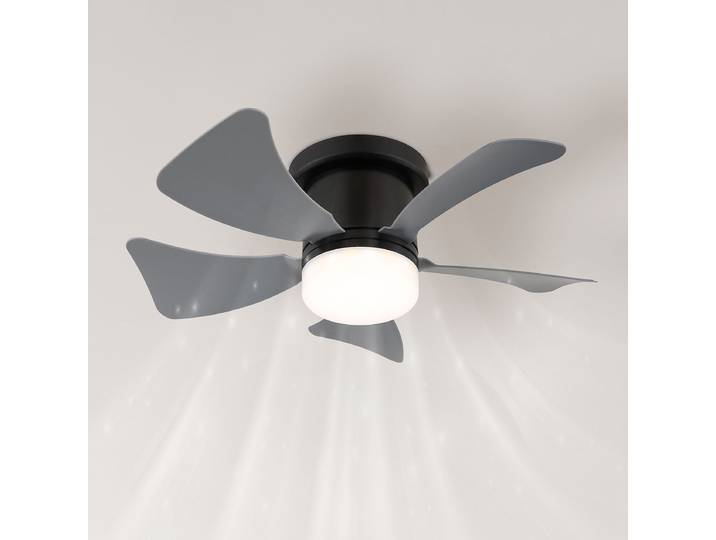 LED-Deckenventilator 41 x 13 x 41cm Schwarz / Grau