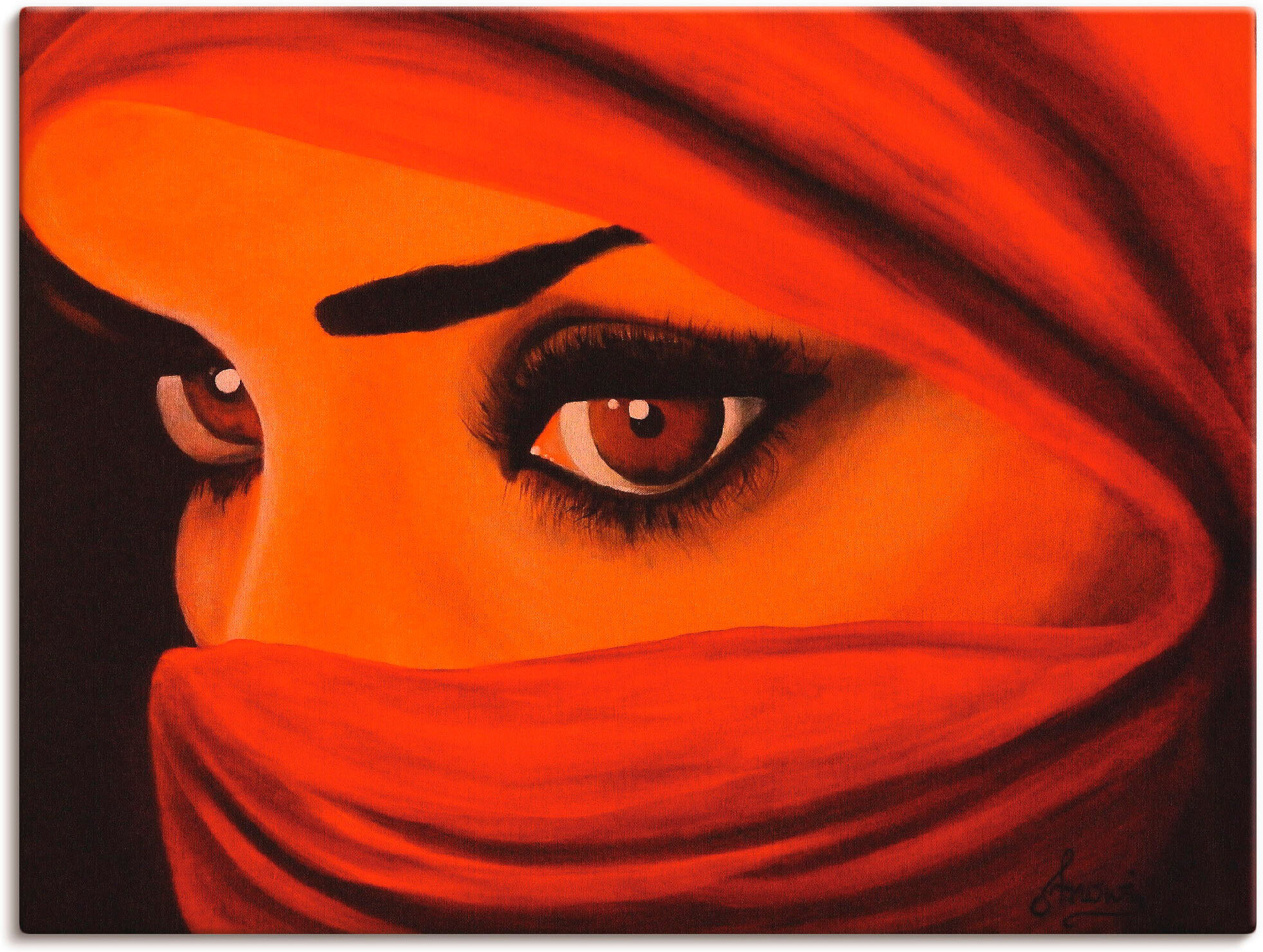 Wandbild ARTLAND "Tuareg-Die von Gott Verlassene", rot (farbe bild(er): rot), B:40cm H:30cm, Bilder, Wandbild, als Leinwandbild, Poster in verschied. Grössen farbe bild(er): rot B/H/T: 40cm x 30cm, Leinwandbild Frau Querformat, 1 Stk.