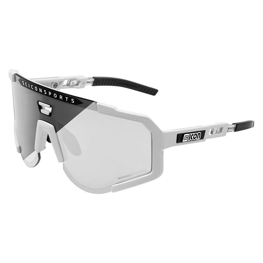 Scicon Aeroscope - Sport Performance Sunglasses, White/Photochromic (White Gloss, Photochromic Silver Mirror) (EY390108)