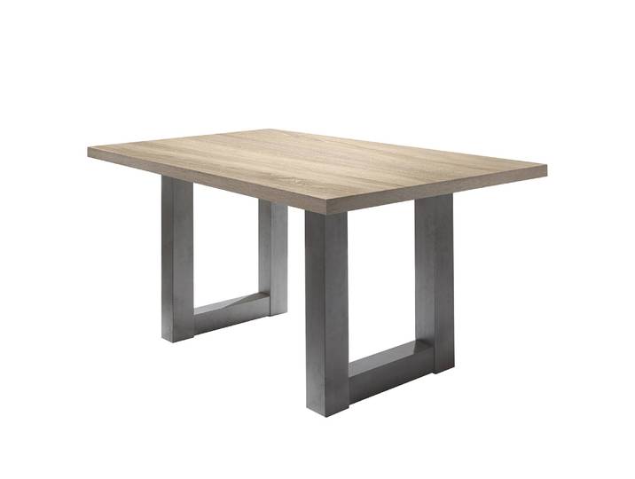 Table Leeton II 140 x 90cm Marron/Gris/Imitation chêne brut de sciage