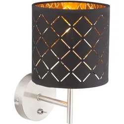 Wand Lampe Textil Wohnraum Beleuchtung Flur Lampe schwarz gold im Set inkl. LED Leuchtmittel