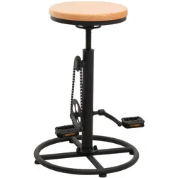 Barhocker MCW-N19, Barstuhl Tresenhocker, höhenverstellbar drehbar Fußablage Industrial Metall Massiv-Holz ~ natur