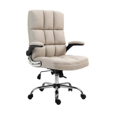 Décoshop26 - Höhenverstellbarer Drehstuhl für Büros hellbrauner Stoffbezug ergonomische Form 04_0001877