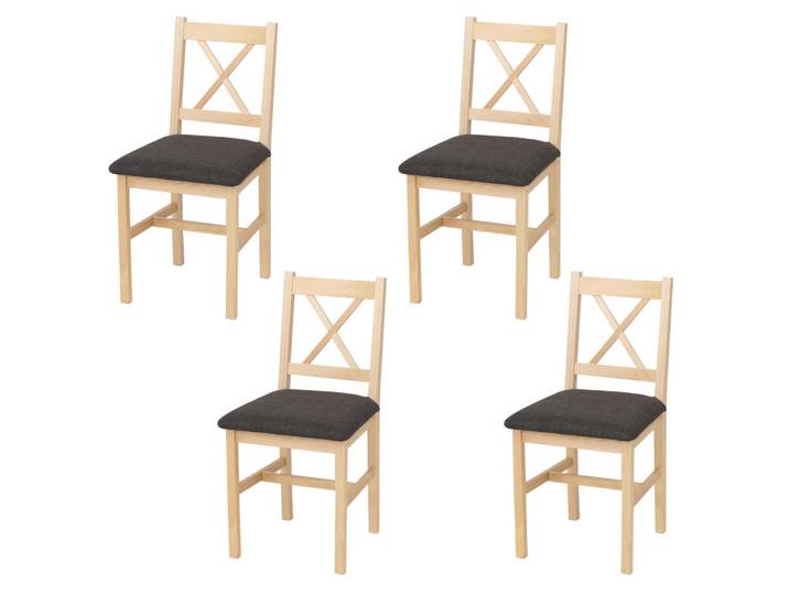 MCW Esszimmerstuhl Kiefer, Schwarz 4er-Set, Kieferfarben, Schwarz, Holz, 43x85x44 cm, Esszimmer, Stühle