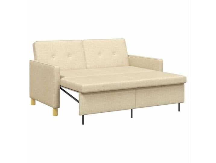 KKgypkn Schlafsofa Ausziehbar Creme Stoff Verstellbare Ruckenlehne, Klappbare Beine, Dicke Kissen, Platzsparendes Design