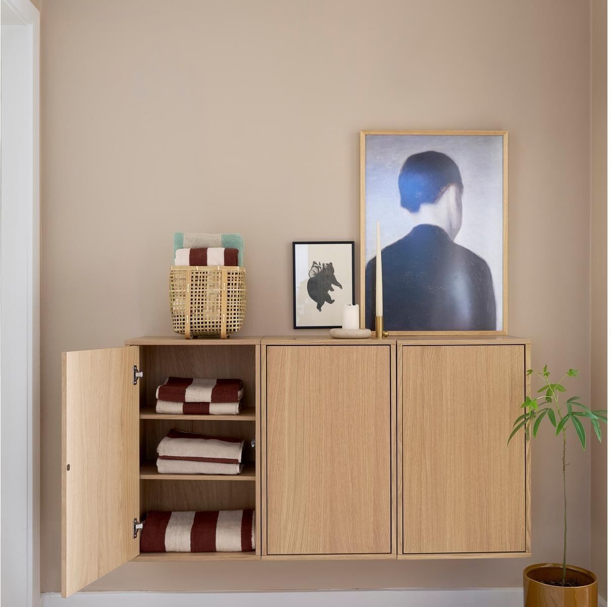 Mehrzweckschrank "ReCollector", braun (hellbraun), B:43cm H:70cm T:30cm, Schränke, Mehrzweckschrank hellbraun B/H/T: 43cm x 70cm x 30cm