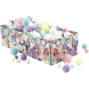 Creativ-Company Pompons 51895, Glitzer-Pastell, Ø 1,5-4 cm, aus Kunstfaser, 400 Stück