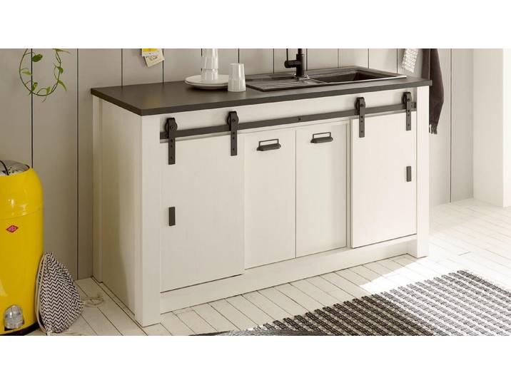 Möbel Akut Kommode Spültisch Sherwood Küchenschrank Pinie weiß 161cm