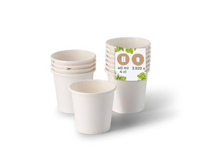 BIOZOYG Schnapsbecher aus Papier 3920 Stück 40 ml weiß - Pappbecher Beschichtet Party Zubehör Einwegbecher Messen, Events, Verkostung - Alternative für Plastikbecher Schnapsgläser 4 cl Shot Becher
