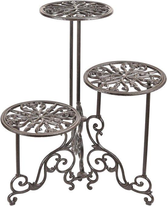 Famanu Pflanzenstandaard 3-lagig - 60 cm hoch - Robustes Gusseisen - Vintage Blumentopfhalter - Innen und Außen