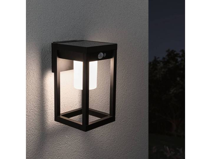 Paulmann Marisol LED-Solar-Außenwandleuchte Sensor, schwarz, Kunststoff, Laternenform