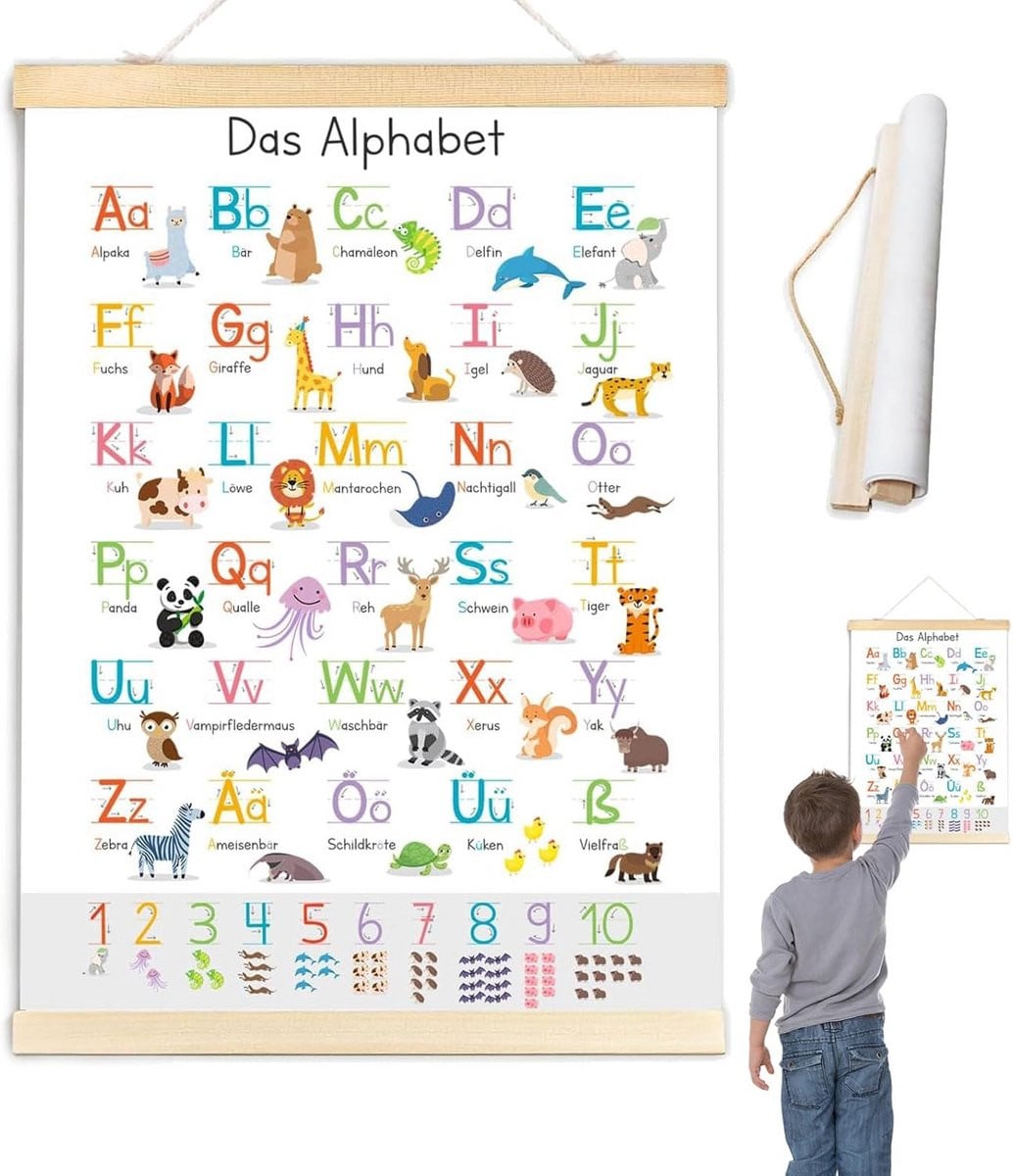 Educatieve Canvas Leerposter Alfabet en Cijfers voor Kinderen