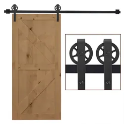 HOMCOM HOMCOM Schiebetüren-Beschlagsatz 200 cm Komplett-Set mit Schienen, Rollen Schwarz