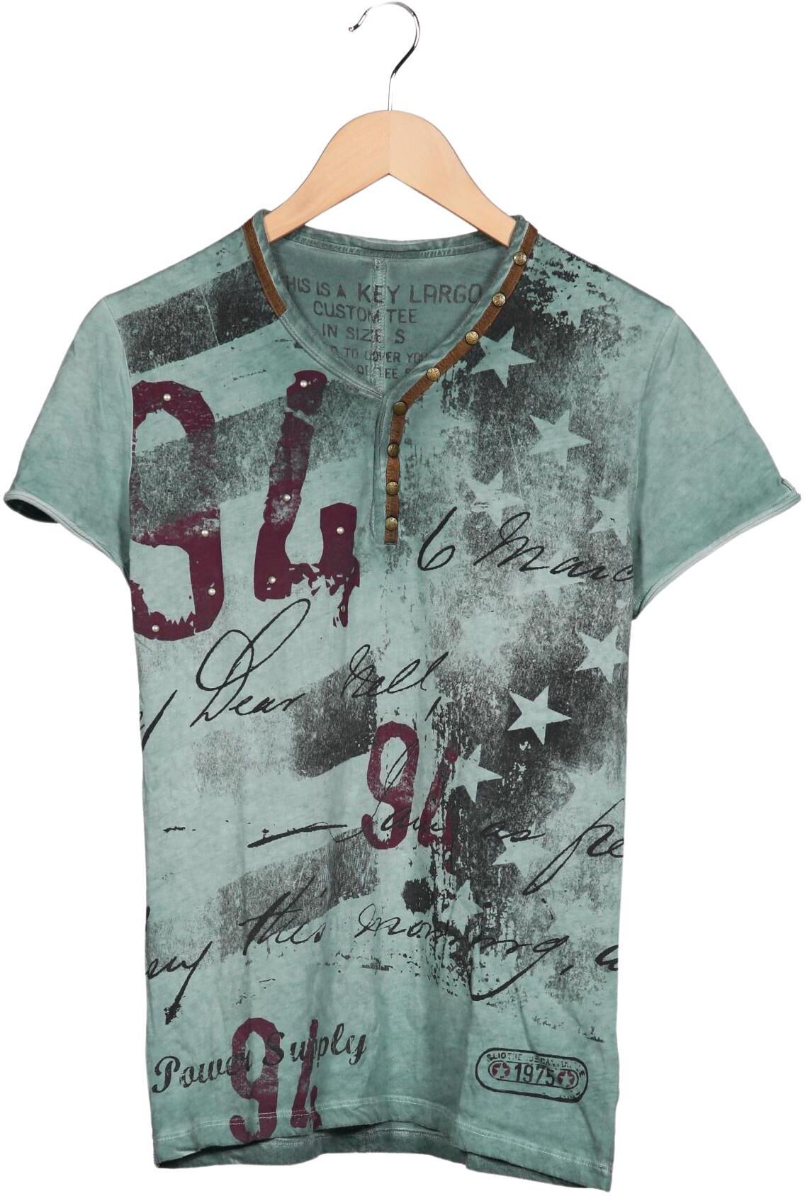 Key Largo Herren T-Shirt, Grün, Gr. S, Baumwolle - Second Hand