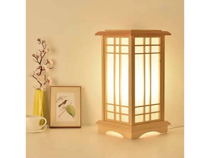 Lampadaire japonais LED lampe minimaliste carré en bois fabriqué pour salon chambre maison décorative cuisine salon lampe sur pied