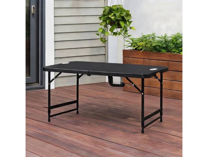 Gris Foncé Hdpe Garden Tables combining 46.5 x 23.6 x 29.1 in and Table de repas rectangulaire pliable HDPE 4 personnes