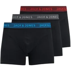 Jack & Jones Herren Boxershort JACWAISTBAND TRUNKS - 3er Pack - Asphalt DetailHawaian ocean & Fiery red - XXL