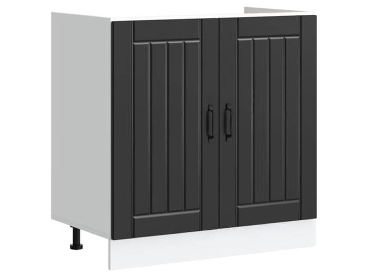 Leasha Küchenunterschrank Lucca, Schwarz, 80 x 46 x 81,5 cm, Holz