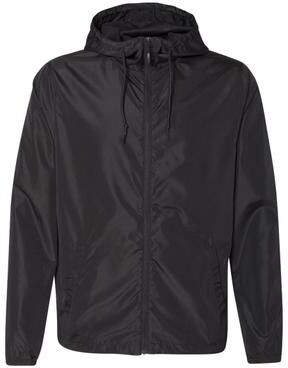 Independent Trading Co. EXP54LWZ Men's Lightweight Windbreaker Full-Zip Jacket in Black size XL   Polyester