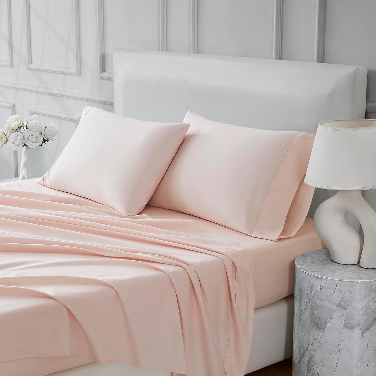Percal Katoen Laken Set Full Size - Blush