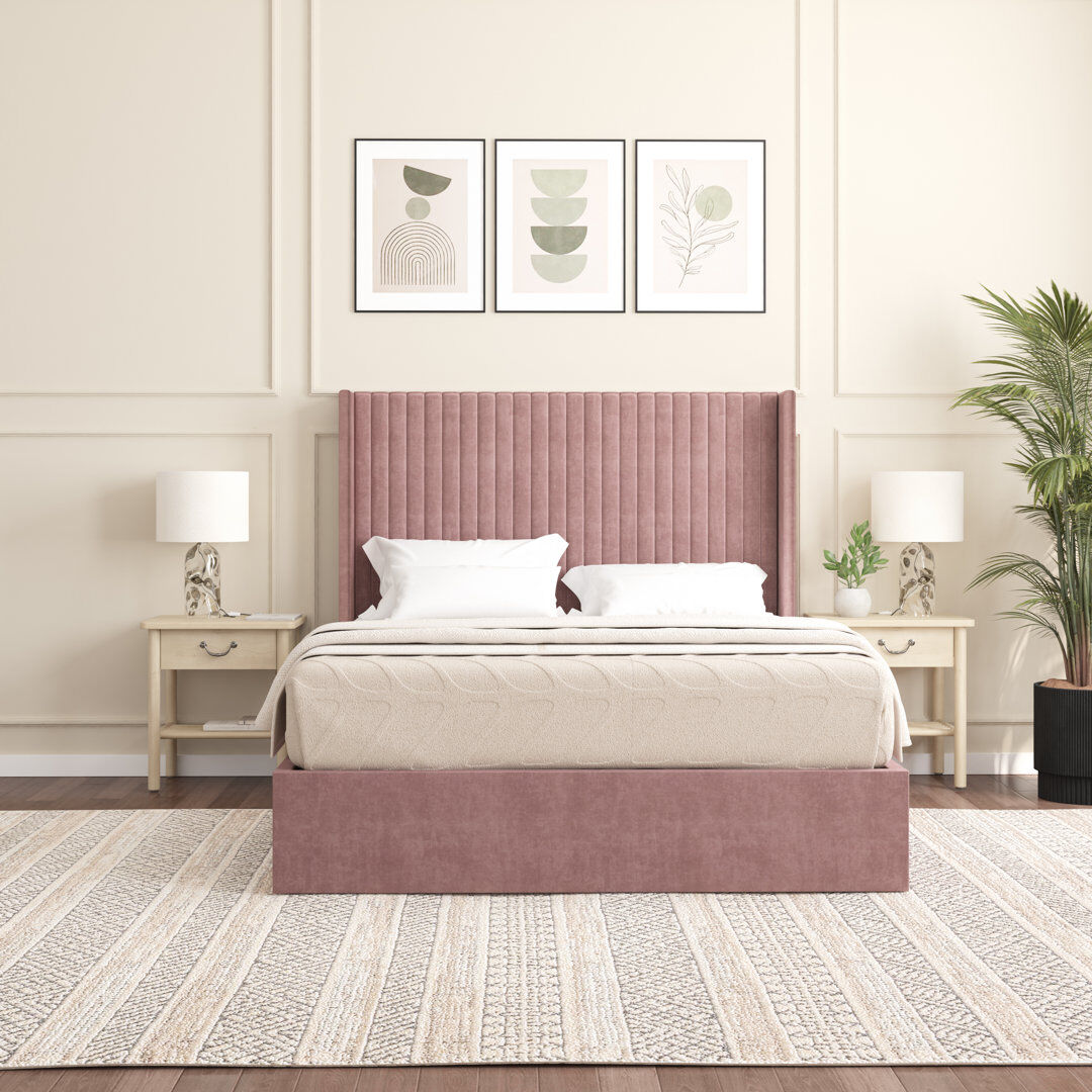 Canora Grey Barkat Upholstered Ottoman Storage Bed Lilac Double (4'6)