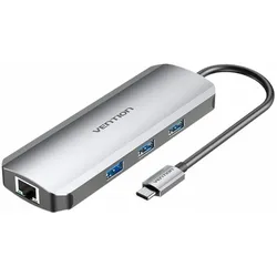 Vention USB-C Dockingstation auf HDMI - Anschlüsse 3x USB3.0, SD, TF - PD 0,15m (grau)