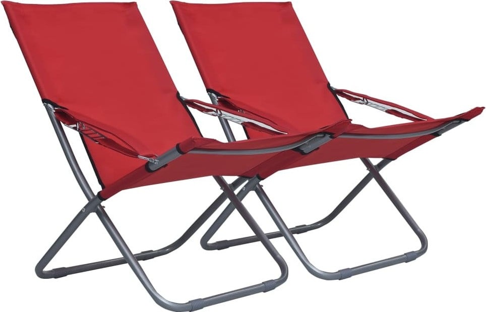 The Living Store Opklapbare strandstoelen, 2 stuks, Rood