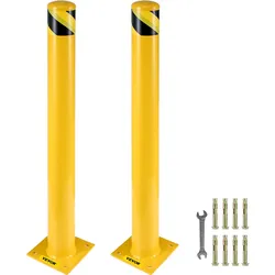 VEVOR 2 Stk. 122 cm Parkplatz-Sicherheitspoller Parkschrankenpfosten, 20 x 20 cm Parkbarriere Parkpfosten, Parkpfosten Verkehrsstraßenröhre Stange, Geeignet für Innen- und Außenbereiche, Parkplätze