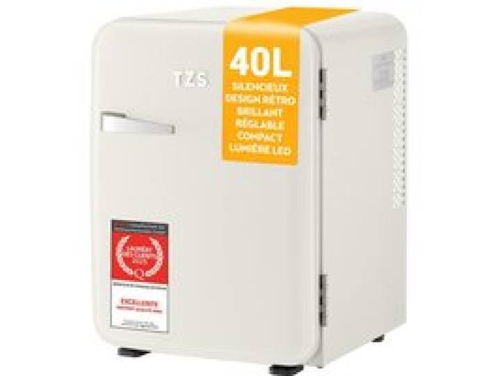 Mini Réfrigérateur Portable 40L Mini Frigo de Chambre ou Hôtel - Silencieux Réglages de Température Retro Creme