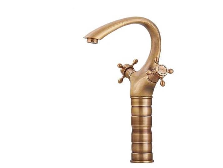 Wasserhahn mit zwei Griffen aus Messing Mehrfarbig: Verwendung als Badezimmer- und Küchenspüle(Gold High)