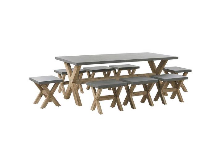 GARTENMÖBEL SET 8-Sitzer Faserzement grau 9-teilig Olbia