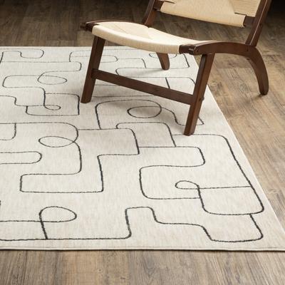 ROW Hunter Abstract Lines Beige/ Black Area Rug