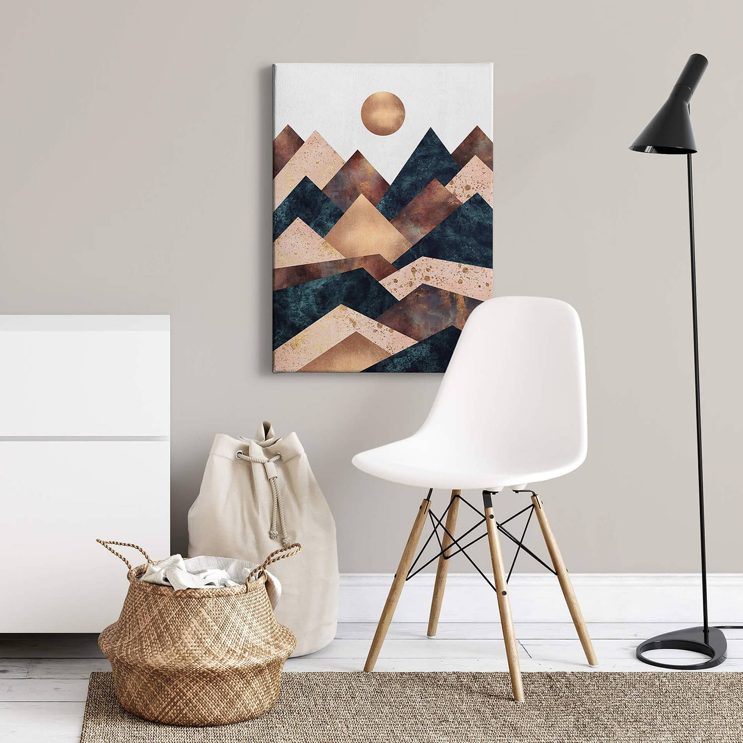 home24 Bergen Autumn Day wanddecoratie, blauw, 50 x 70 cm