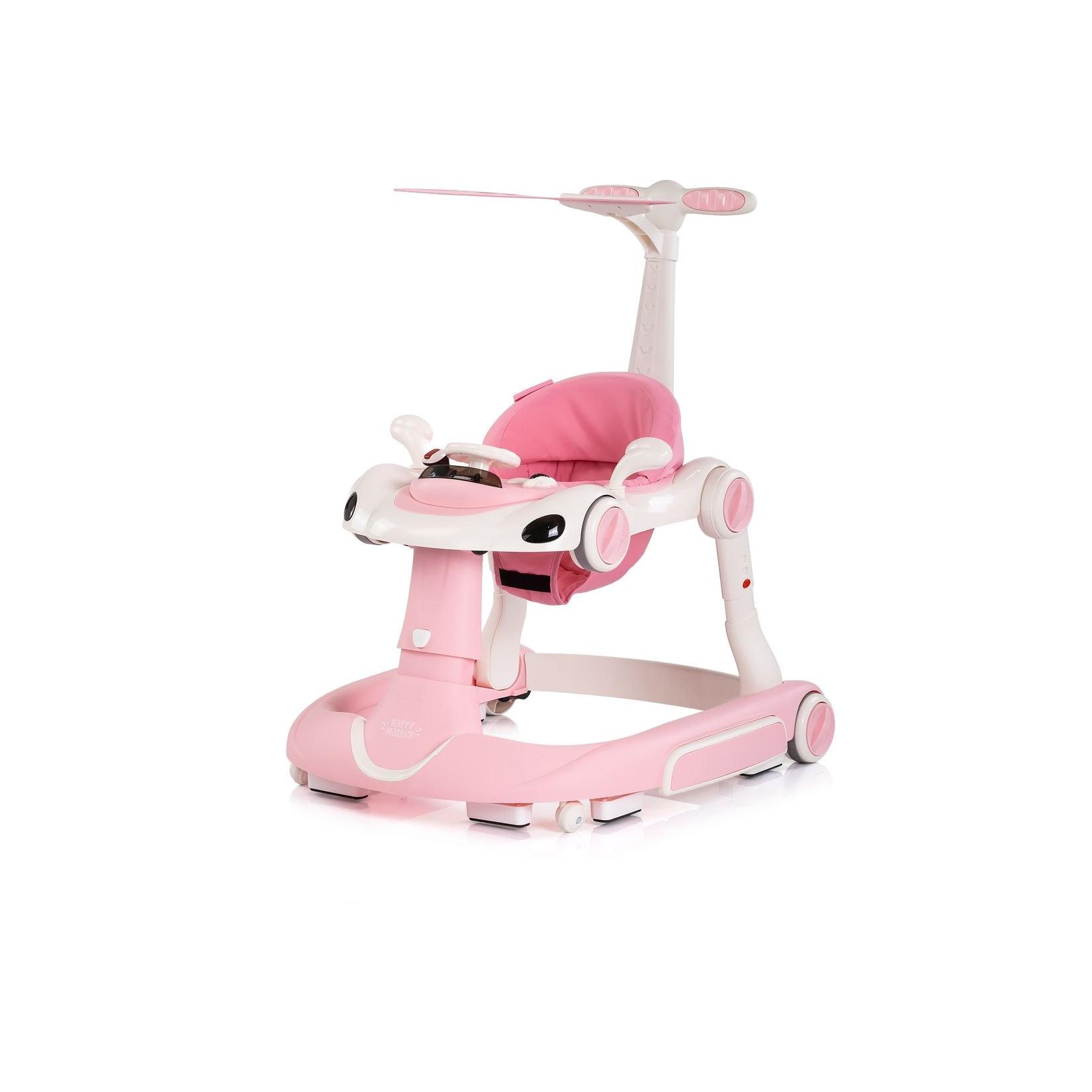 Chipolino Lauflernhilfe Happy Walker 5 in 1 Schaukelfunktion Musik Lichter Räder rosa