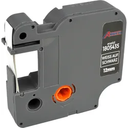 Label Band kompatibel zu Dymo IND 1805435 weiß auf schwarz 12mm x 5,5m Vinyl