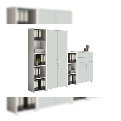 moebel-dich-auf Aktenschrank TABOR 22 in weiß / weiß matt, Schrankwand, Büroschrank, abschließbar, Metallgriffe
