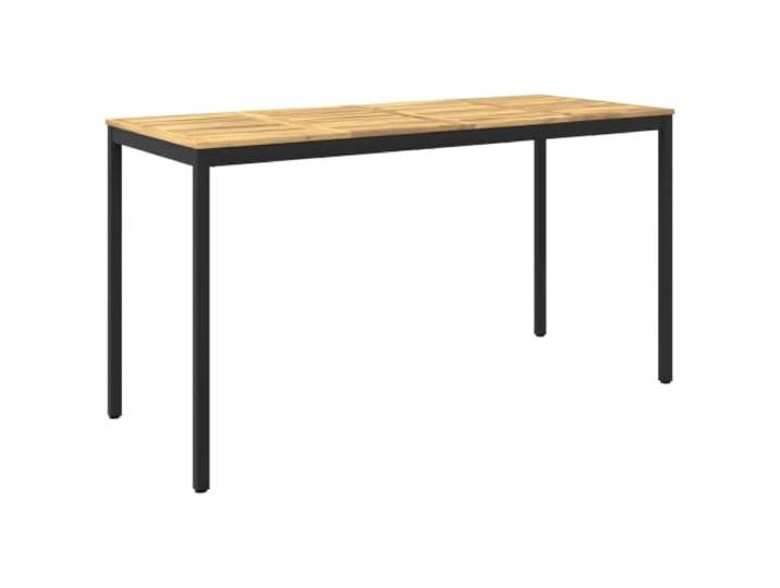 FDSAQOPT Gartenbar-Tisch Weiß und Schwarz 196 x 80,5 x 105 cm Massives Akazienholz, Stahlbeine, duale Nutzung als Bar- und Esstisch, natürliche Holzmaserung, leicht zu reinigen